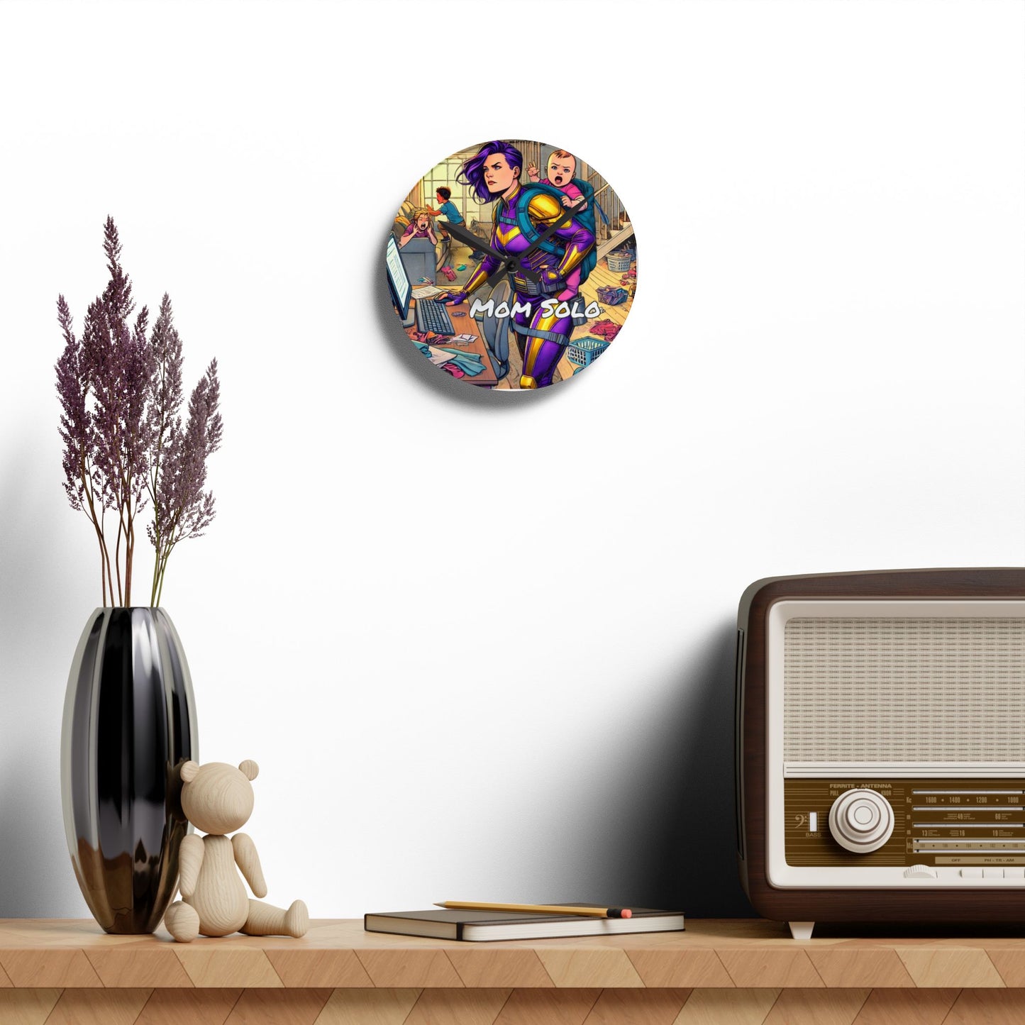 Mom Solo Super Hero Acrylic Wall Clock